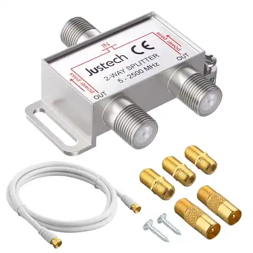 Sat-Verteiler Justech 2-Fach TV Radio F-Stecker Adapter Kabel