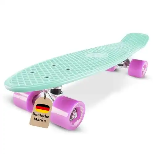 Mini-Longboard BIKESTAR Vintage Retro Cruiser Skateboard 60mm