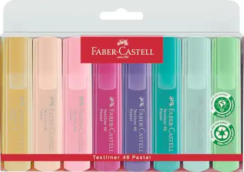 Textmarker Faber-Castell 154681 Textliner 1546, 8er Etui, pastell