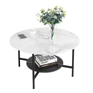 Marmor-Couchtisch FATIVO Couchtisch Marmor Weiß Rund