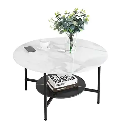 Marmor-Couchtisch FATIVO Couchtisch Marmor Weiß Rund