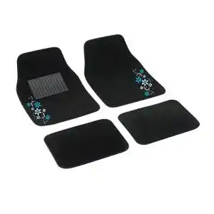 Auto-Fußmatten Bottari 29113 Autoteppich My Star mit Hellblauen Blumen, 4 Teile, Schwarz
