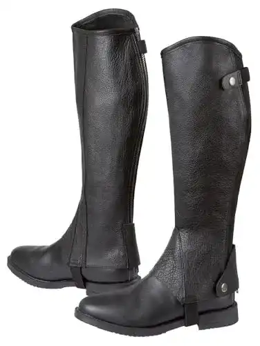 Reitchaps Covalliero Minichaps Elasto Leder Elastikeinsatz, schwarz