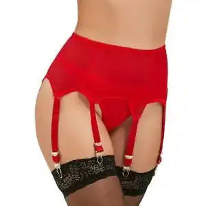Strapshalter comeondear Strapsgürtel für Damen Rot Sexy Spitze