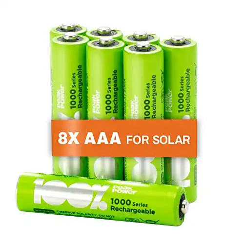 Akkus für Solarleuchten 100% PeakPower 8 Stück AAA