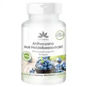 Heidelbeerextrakt herba direct Anthocyane aus 25%, 90 Kapseln
