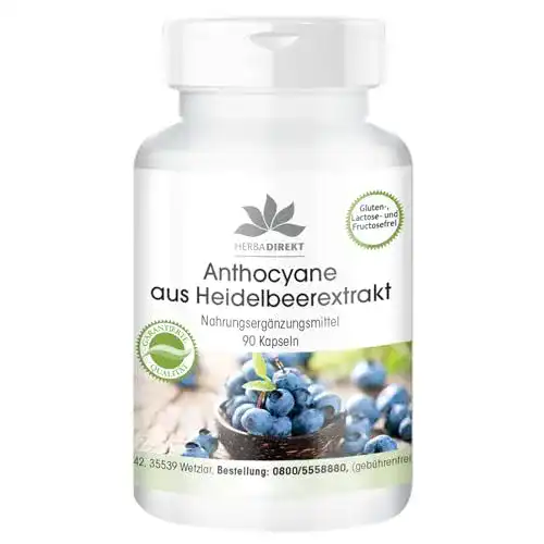 Heidelbeerextrakt herba direct Anthocyane aus 25%, 90 Kapseln