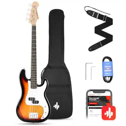 Donner-Gitarre Donner E-Bass Gitarre Anfänger Set, 4 Saiten P-Stil