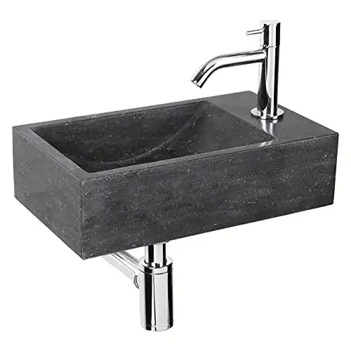 Naturstein-Waschbecken Differnz Furan Anthrazit, 40x23x11cm