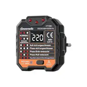 Steckdosentester dewenwils mit RCD-Prüfung LCD-Voltage-Display