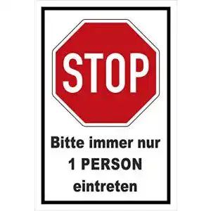 Einzeln-Eintreten-Schild Melis Folienwerkstatt, 15x10cm, Bohrlöcher