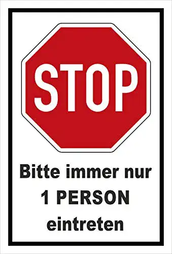 Einzeln-Eintreten-Schild Melis Folienwerkstatt, 15x10cm, Bohrlöcher