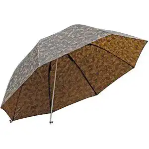 Angelschirm Fox Camo Brolly 60′ – zum Ansitzangeln auf Karpfen, Forellen & Friedfische, Schirm zum Karpfenangel