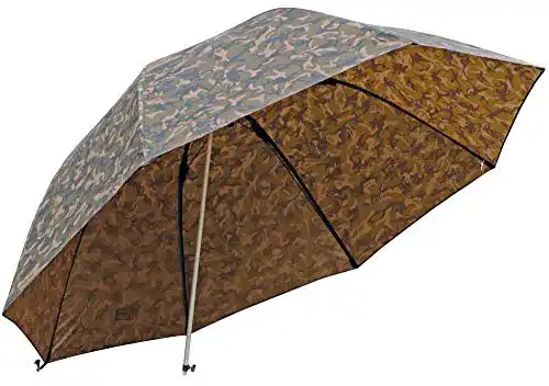 Angelschirm Fox Camo Brolly 60′ – zum Ansitzangeln auf Karpfen, Forellen & Friedfische, Schirm zum Karpfenangel