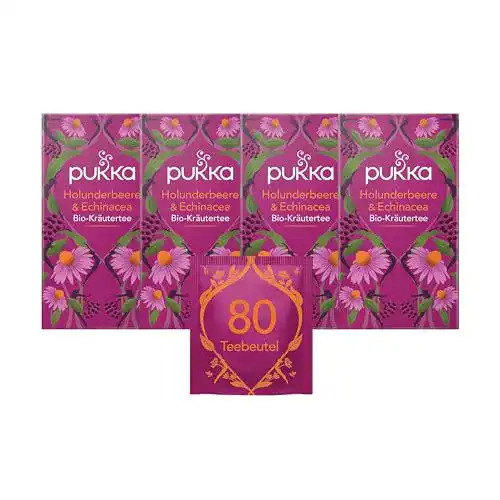 Früchtetee Pukka Bio-Tee Holunderbeere & Echinacea, 4er Pack