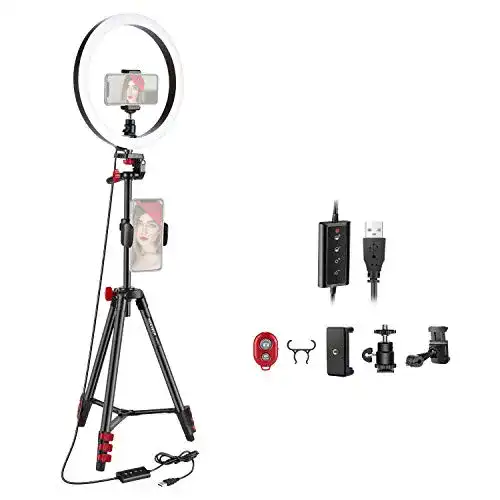 Handy-Stativ-mit-Ringlicht Neewer 25,4 cm LED-Ringlicht