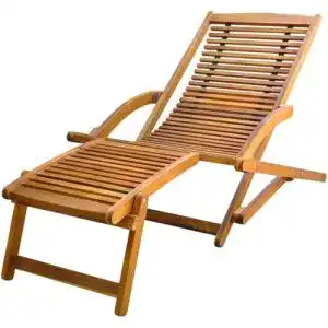 Deckchair vidaXL Holzliege Sonnenliege + Fußstütze Akazie