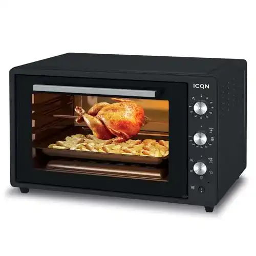 Minibackofen mit Drehspieß ICQN 60 Liter XXL Minibackofen