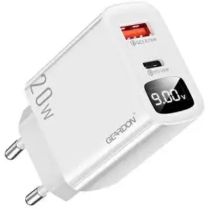 USB-C Ladegerät GEARDON, mit LCD Digitalanzeige, 20W PD 3.0