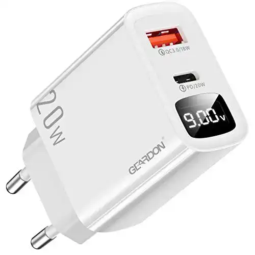 USB-C Ladegerät GEARDON, mit LCD Digitalanzeige, 20W PD 3.0