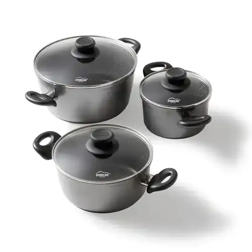 Topfset STONELINE Induktion, 6-teiliges mit Deckel, Aluguss