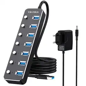 USB-Hub mit Netzteil VKUSRA USB Hub Aktiv 3.0 mit Netzteil