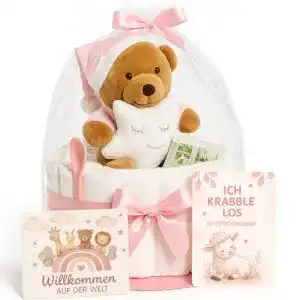 Windeltorte Homery in Rosa mit Kuscheltier