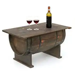 Antik-Truhe DanDiBo Couchtisch als halbiertes Weinfass Tisch