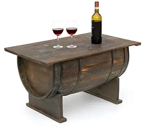 Antik-Truhe DanDiBo Couchtisch als halbiertes Weinfass Tisch