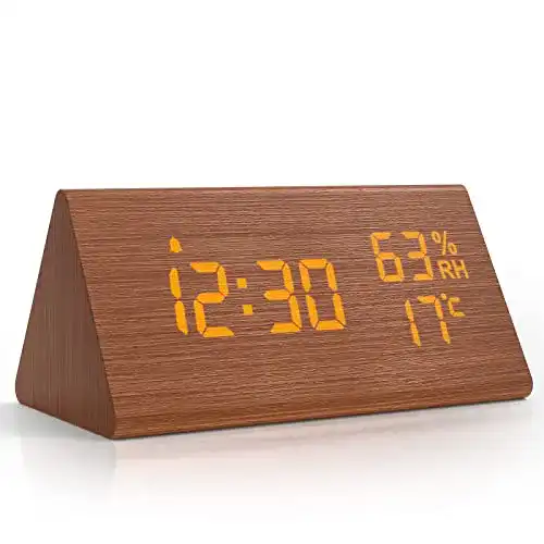 Digitaler Wecker NBPOWER Wecker Digital LED Digitale Uhr Holz