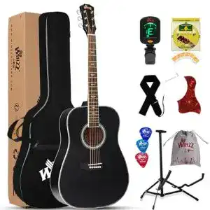 Anfänger-Gitarre Winzz Schwarz Akustikgitarren 4/4, Anfänger