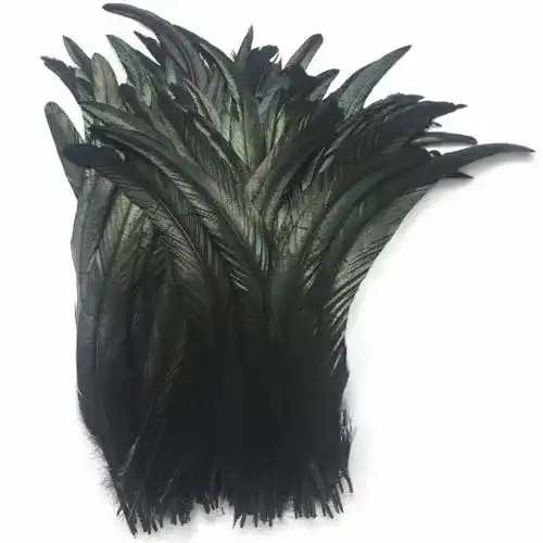 Schwarze Federn Sowder Schwanzfedern vom Hahn 27-35cm