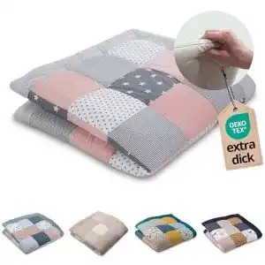 Patchworkdecke ULLENBOOM ® Baby Krabbeldecke 140×140 cm