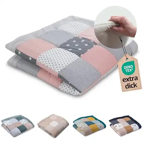 Patchworkdecke ULLENBOOM ® Baby Krabbeldecke 140×140 cm