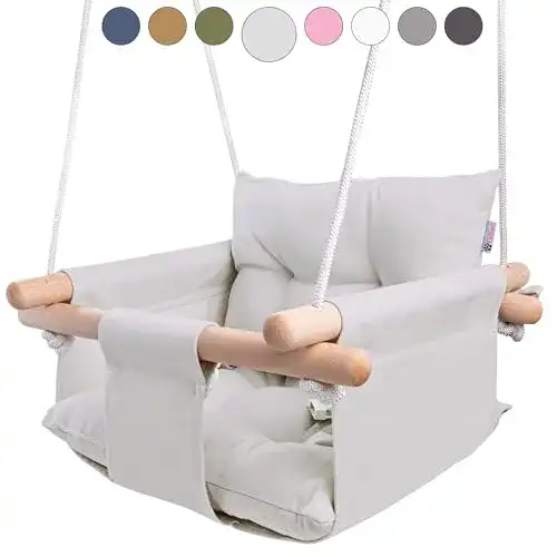 Babyschaukel outdoor Cateam, Holz mit Sicherheitsgurt