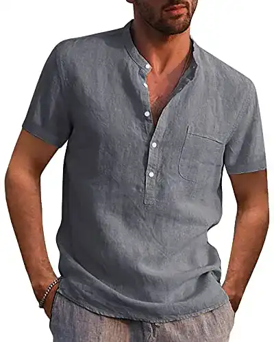 Leinenhemd Herren AUDATE Herren Freizeithemd Kurzarm