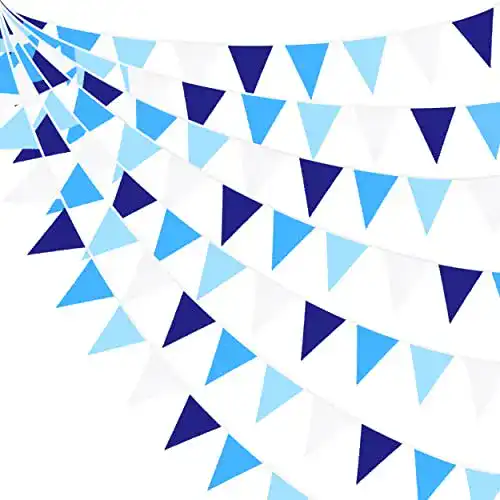 Girlande Pink Blume 10M/32Ft Blau Weiß Wimpelkette Banner Party