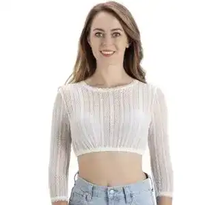 Dirndlbluse Kelliar Damen Dirnlbluse Siebenvierertelärmel Spitze