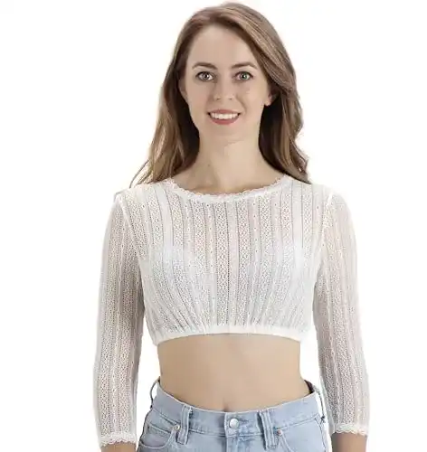 Dirndlbluse Kelliar Damen Dirnlbluse Siebenvierertelärmel Spitze