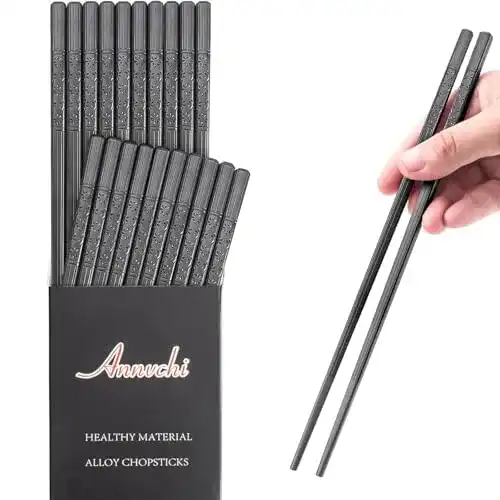 Essstäbchen Annvchi 10 Paar, Japanische Chopsticks Schwarz