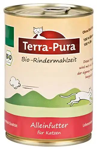 Bio-Katzenfutter Terra Pura Bio Rindermahlzeit, 12 x 400 g