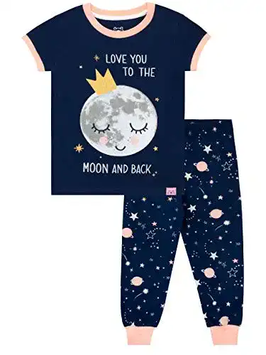 Pyjama Kinder Harry Bear Mädchen Mond Schlafanzug Slim Fit Blau