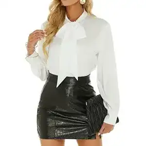 Bluse ANNA&CHRIS Escalier Damen Seiden Schleife Ausschnitt