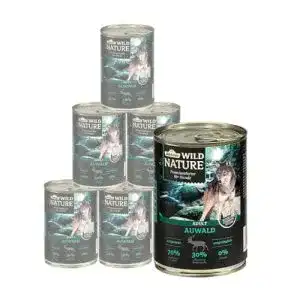 Nassfutter Hund getreidefrei Dehner Wild Nature, Auwald, 6x400g