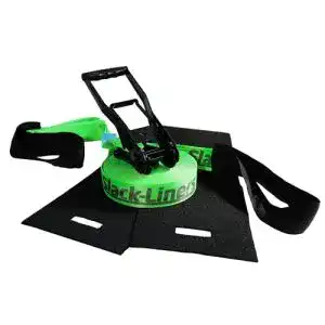 Slackline Slack-Liners 4 Teiliges -Set LEUCHTGRÜN – 50mm breit