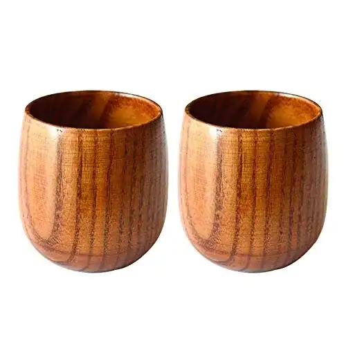 Holzbecher Amaoma 2Pcs Natürliche Holztasse Jujube Becher Set