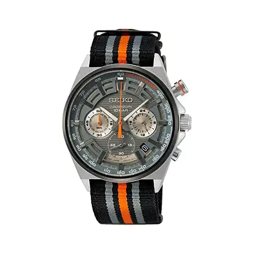 Seiko-Chronograph Seiko Herren Quarz Edelstahl mit Textilband