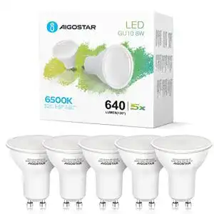 LED-Lampen Aigostar LED Leuchtmittel GU10 8W Kaltweiß, 5er-Pack