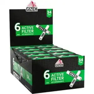 Aktivkohlefilter Gizeh Active Tips, Keramikkappen, 10 x 34 Filter