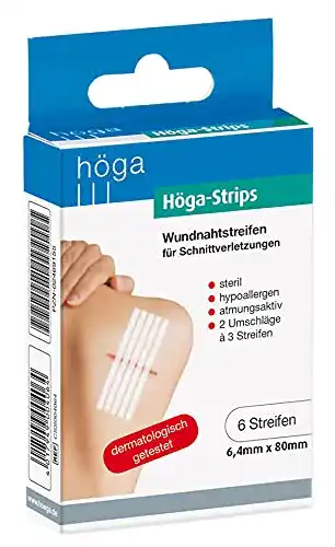 Klammerpflaster Höga Strips Wundnahtstreifen, 6.4 x 80 mm